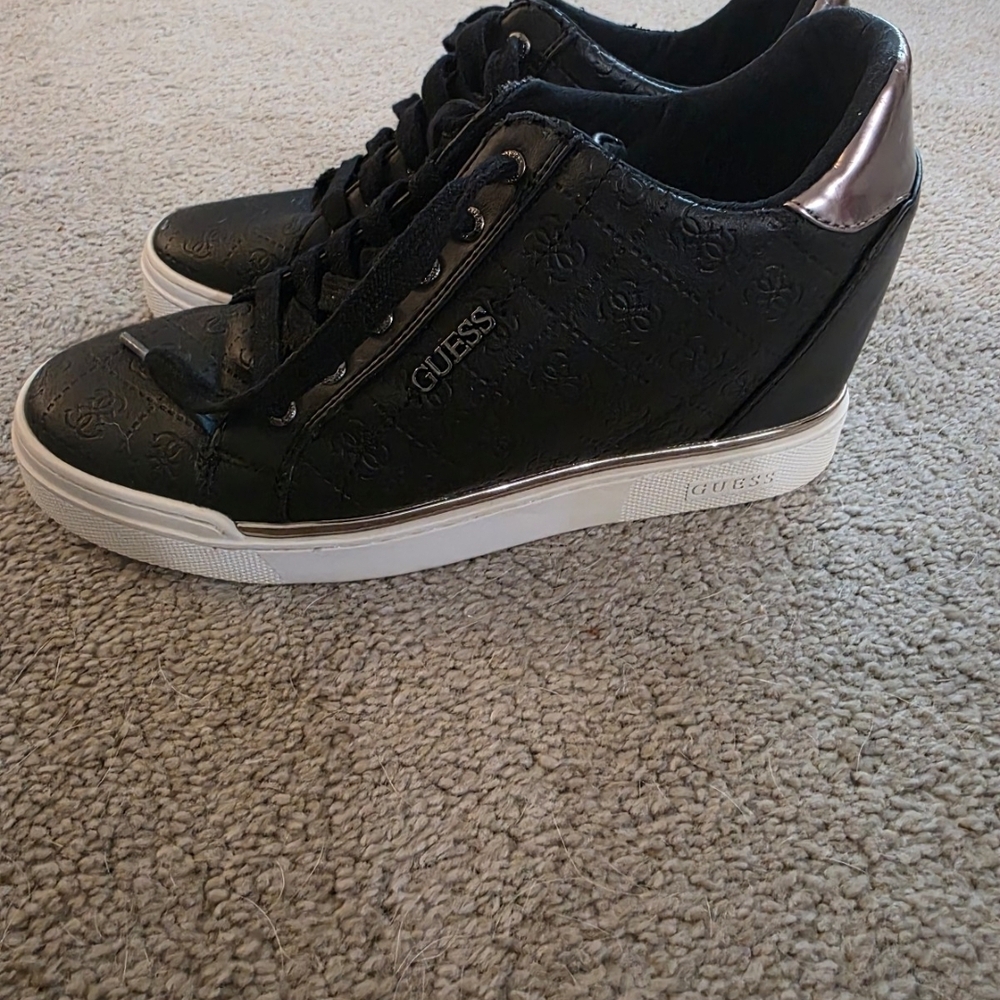 GUESS Black Wedge Sneakers
